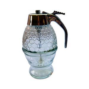 Vintage Honey Dispenser Glass Honeycomb Container with Glass Drip Cup